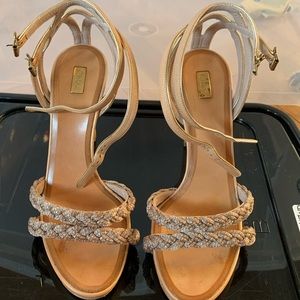 Chloe calfskin leather chain link accent sandals